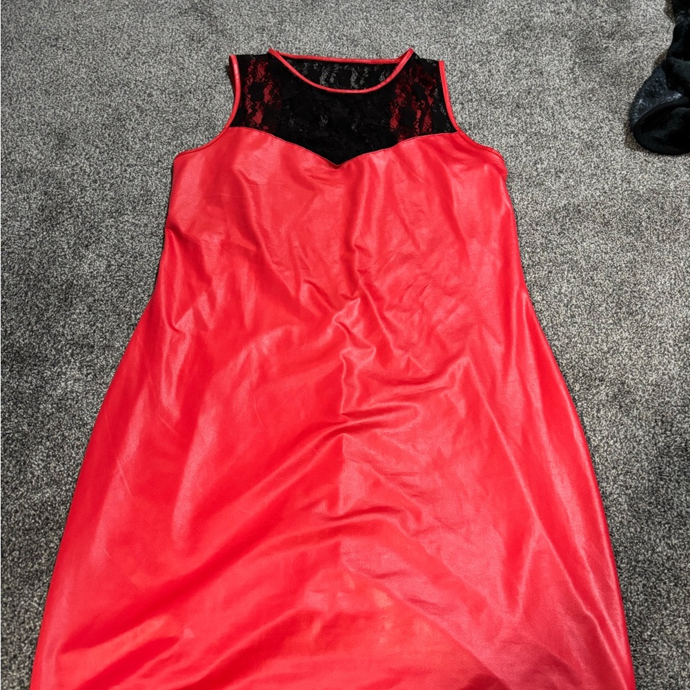 Red and Black Sleeveless Dress